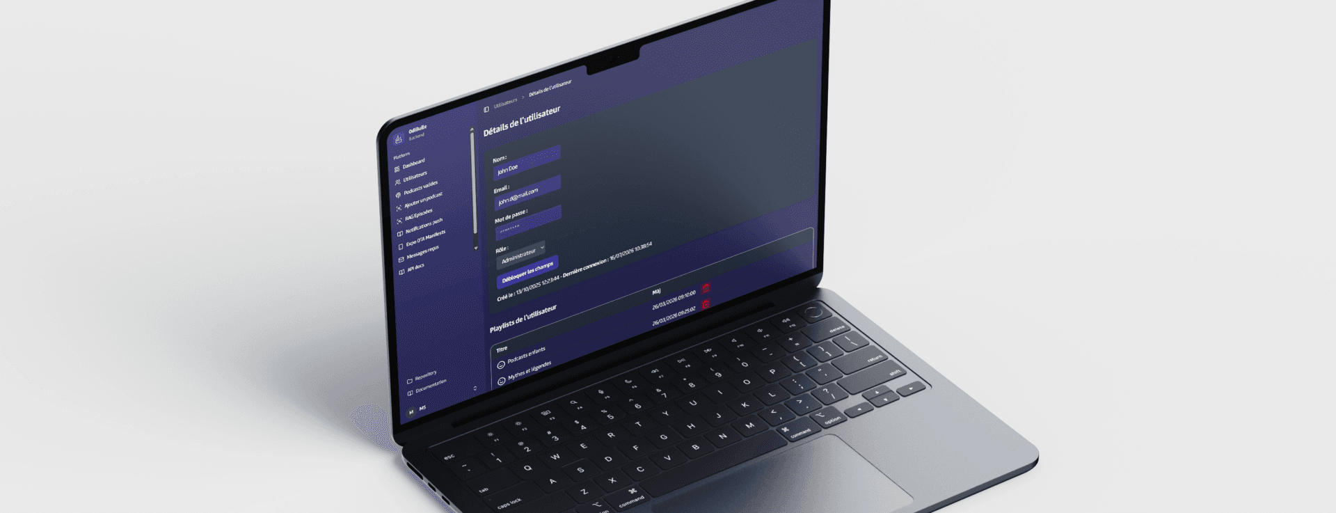 Odibulle Admin Mockup