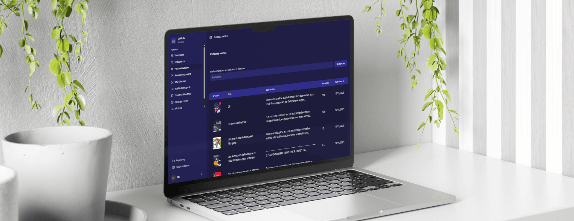 Odibulle Admin Mockup