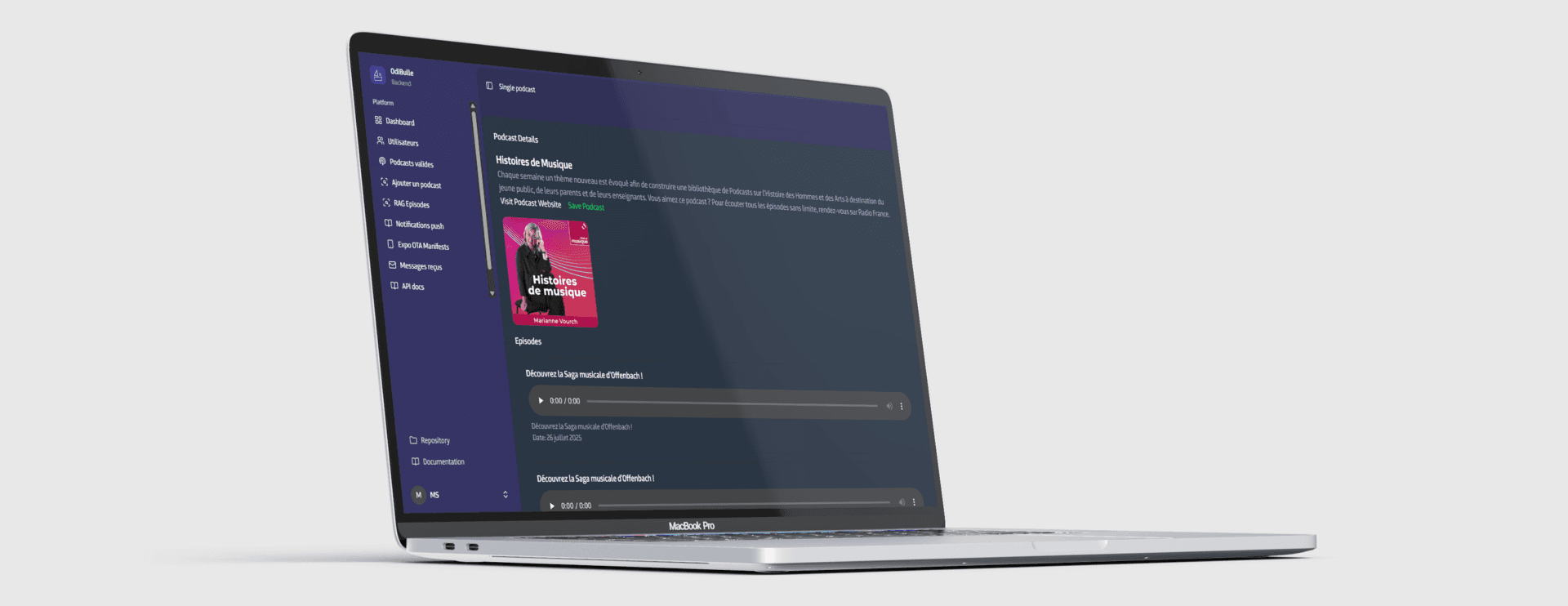 Odibulle Admin Mockup