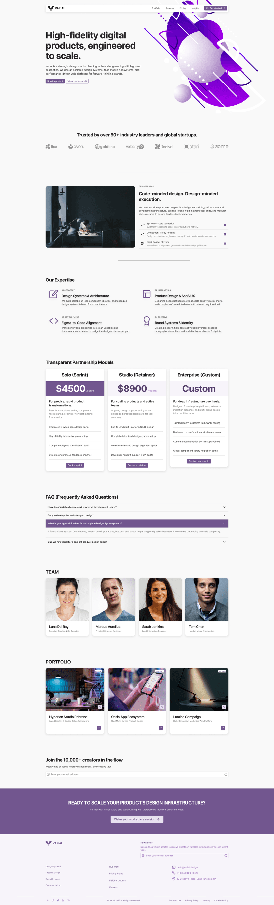 Varial Design System Website Mockup