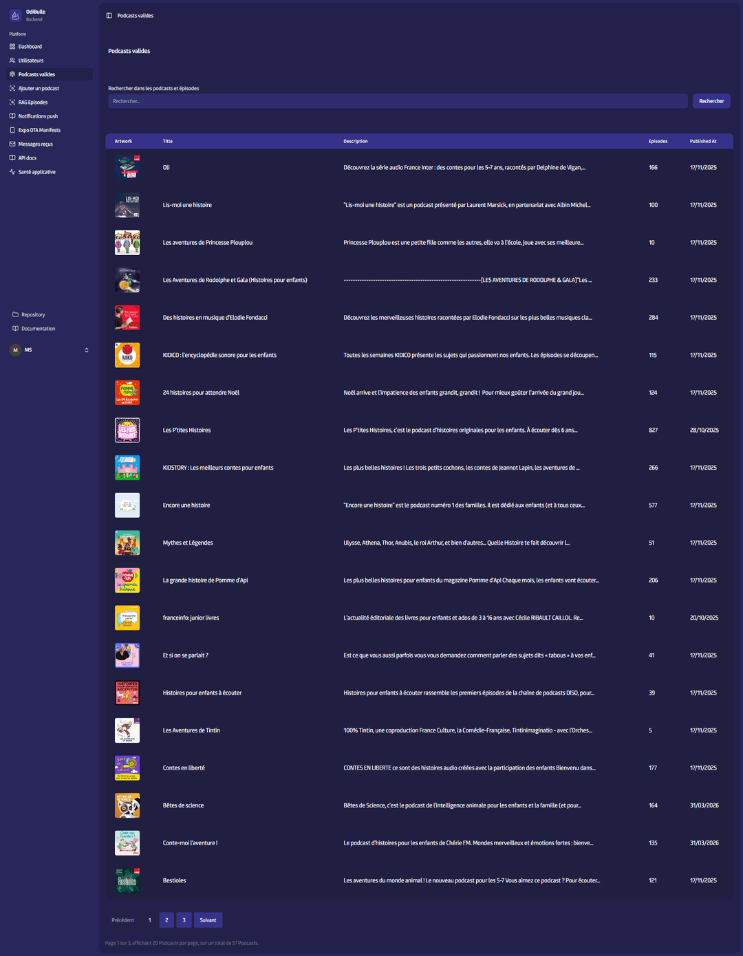 Odibulle Admin Fullpage Screenshot